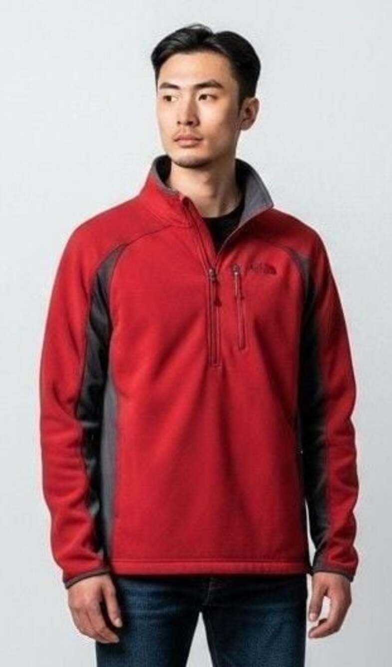 The North Face Concavo 1/2 Zip Hybrid FlashDry Jacket Red Gray Men's Medium